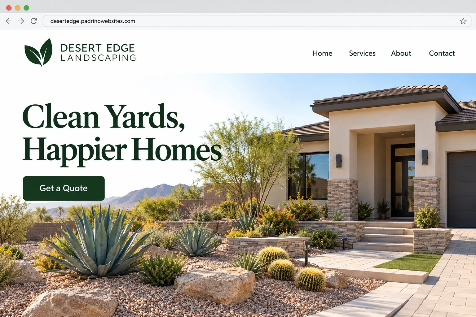 Example website for Desert Edge Landscaping, a landscaping